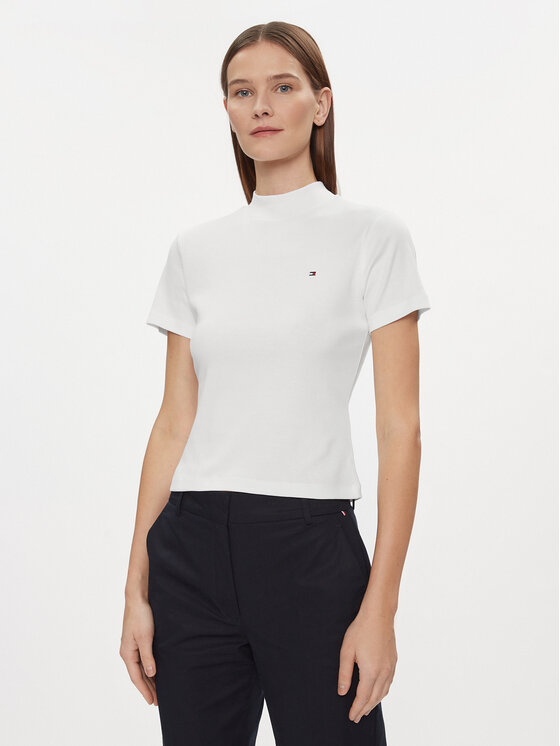 Tommy Hilfiger Tommy Hilfiger Tricou New Cody WW0WW40586 Alb Slim Fit