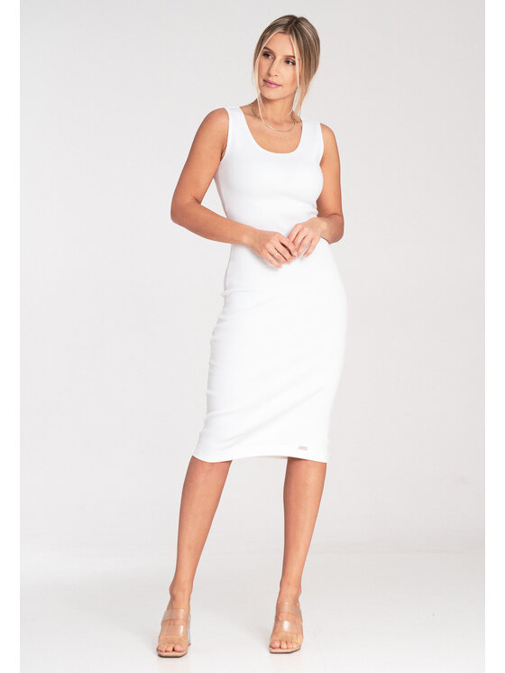 FIGL FIGL Sukienka codzienna M1053 Kremowy Fitted Fit