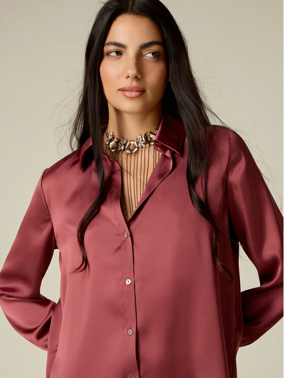 Oltre Oltre Koszula 5374R603185N036 Bordowy Regular Fit