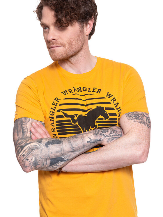 Wrangler Wrangler T-Shirt CIRCLE TEE Żółty Regular Fit