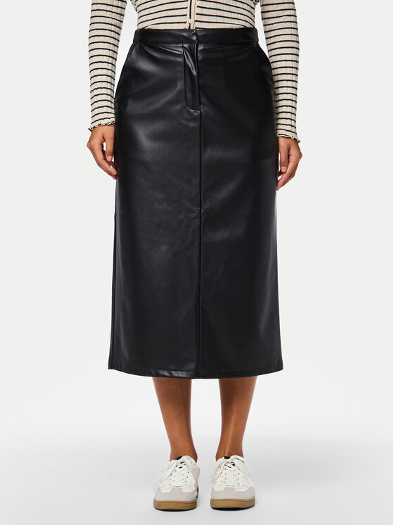 Pieces Pieces Dirbtinės odos sijonas Neeth 17151696 Juoda Regular Fit