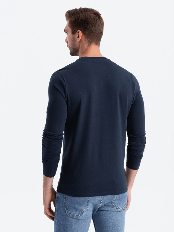 Ombre Ombre Longsleeve OM-LSCL-0110 Granatowy Regular Fit