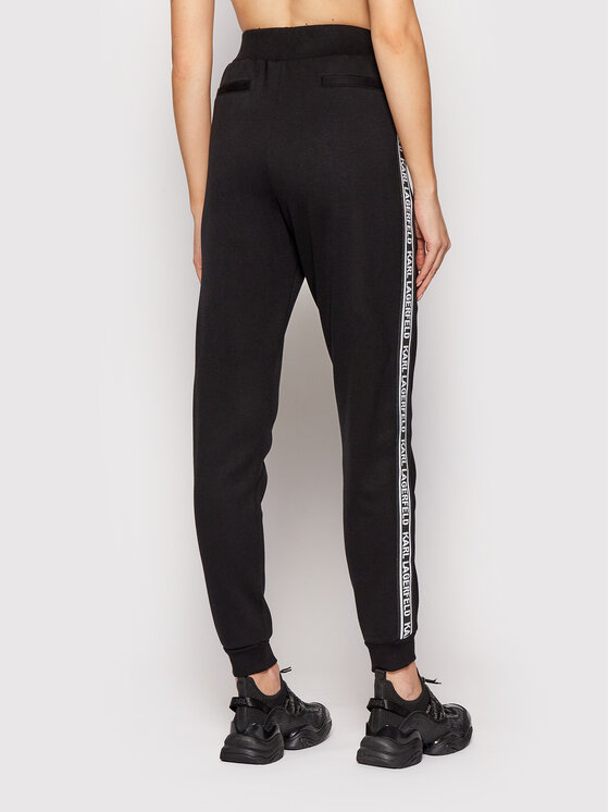 KARL LAGERFELD KARL LAGERFELD Teplákové kalhoty Double Jersey 220W1031 Černá Regular Fit