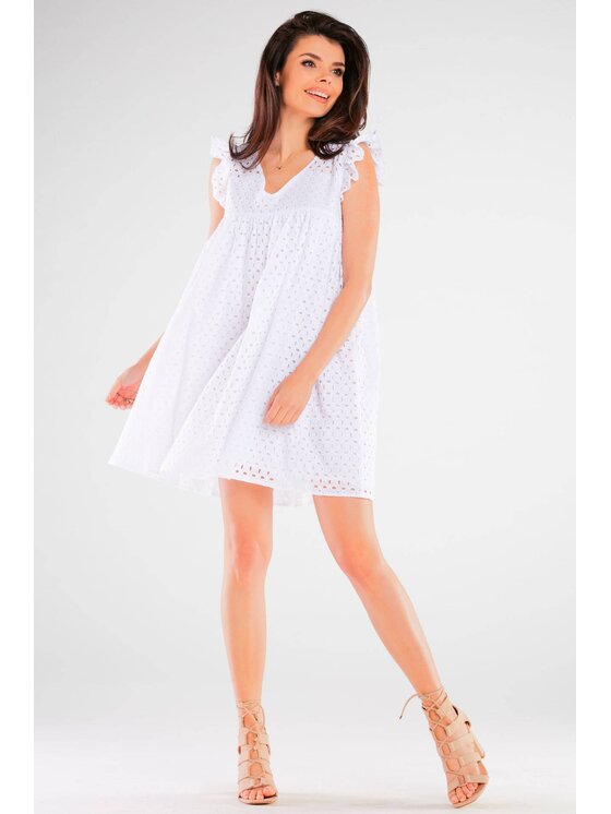 Awama Awama Sukienka letnia A433 Biały Basic Fit