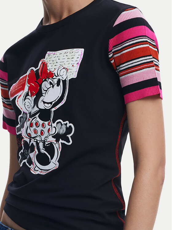 Desigual Desigual Póló Minnie 25SWTK39 Fekete Slim Fit