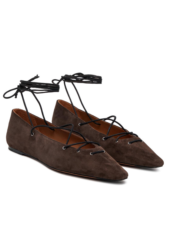 Polo Ralph Lauren Polo Ralph Lauren Ballerine Suede Lace-Up Pointed Ballet Flat 818P15775001 Marrone