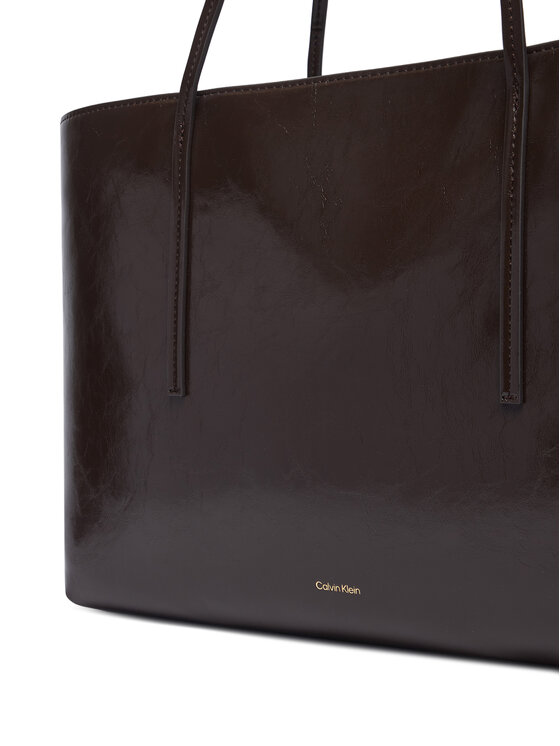 Calvin Klein Calvin Klein Torbica Foil Logo Glossy Tote W/ Pouch LV04F3537G Smeđa