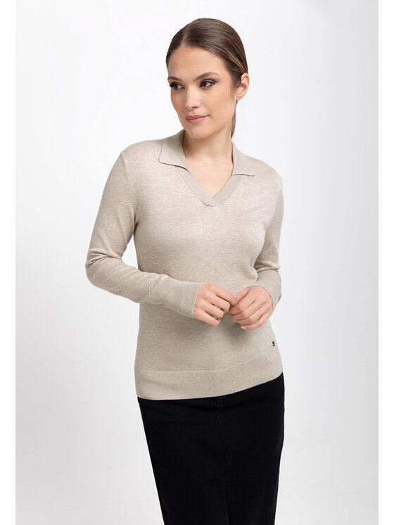 Volcano Volcano Sweter S-TOYO Beżowy Regular Fit