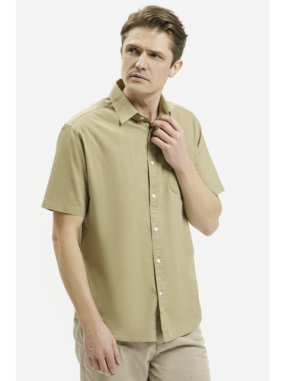 Cross Jeans Cross Jeans Koszula 35611-002 Khaki Regular Fit