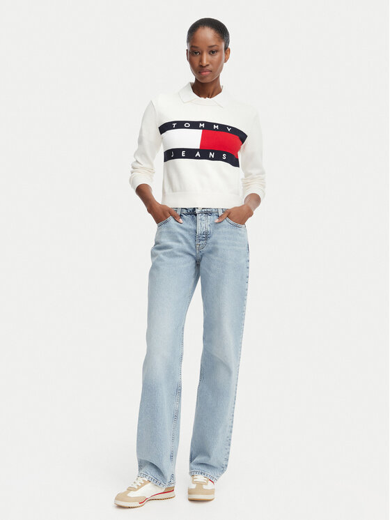 Tommy Jeans Tommy Jeans Pulover Flag DW0DW22930 Bela Regular Fit