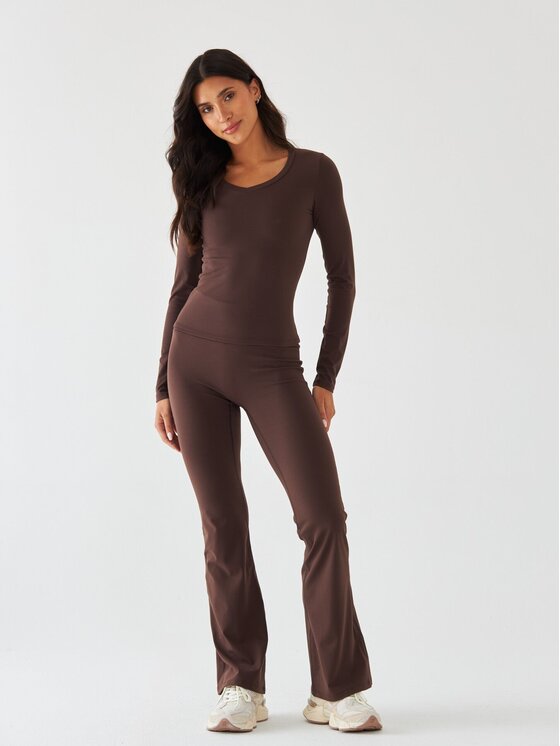 BeShaped BeShaped Legginsy Dzwony - Morning Dew Brązowy Shaping Fit