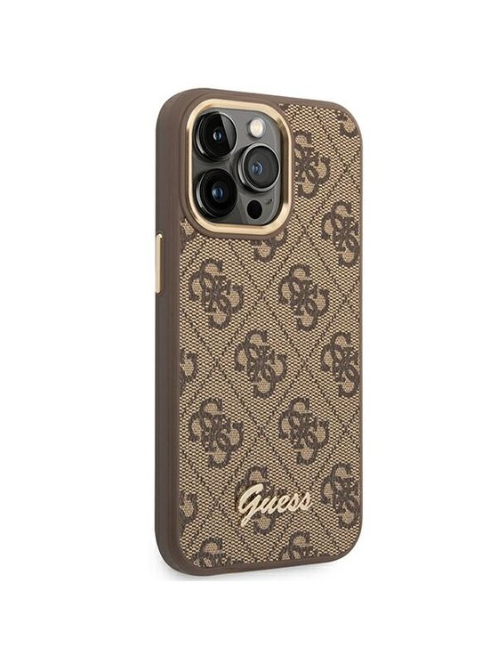 Guess Guess Etui na telefon 4G Vintage Gold Logo Brązowy