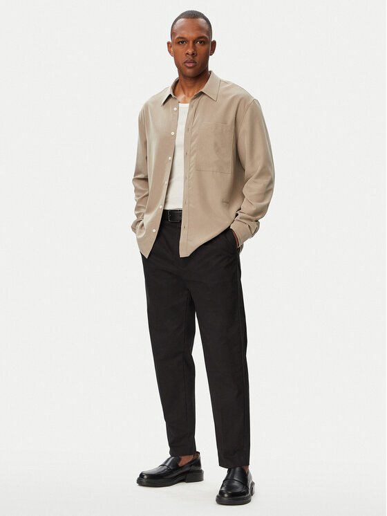 Calvin Klein Calvin Klein Srajca Ls Drapey LV04LF113G Temno bež Regular Fit