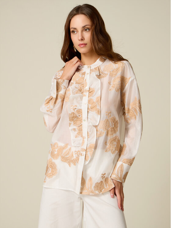 Oltre Oltre Koszula 5029J000810N0S1 Biały Regular Fit