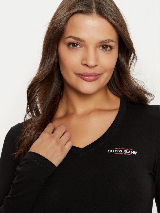 Guess Jeans Guess Jeans Bluse W4YI21 J1314 Schwarz Slim Fit
