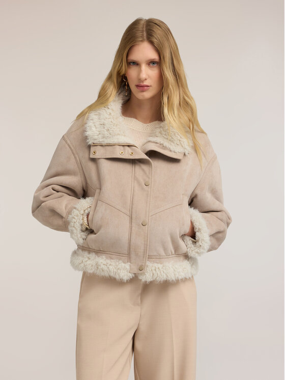 Motivi Motivi Futro 8033Q000279N002 Kremowy Boxy Fit