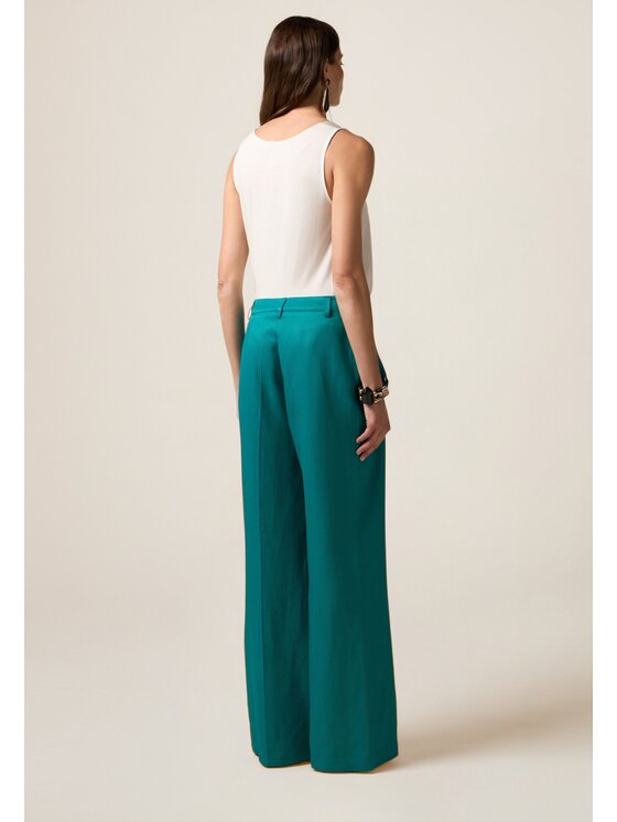 Oltre Oltre Pantaloni di tessuto P086R008738N015 Turchese Baggy Fit