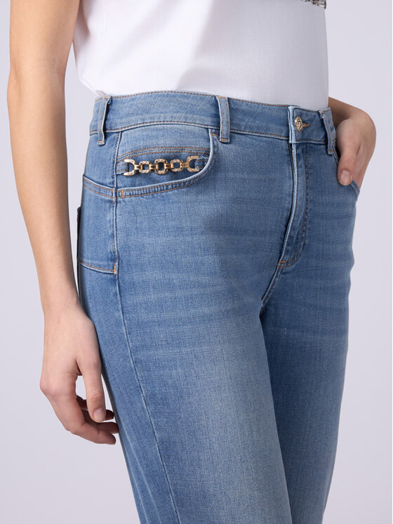 Oltre Oltre Jeansy P551R008405N004 Turkusowy Skin Fit