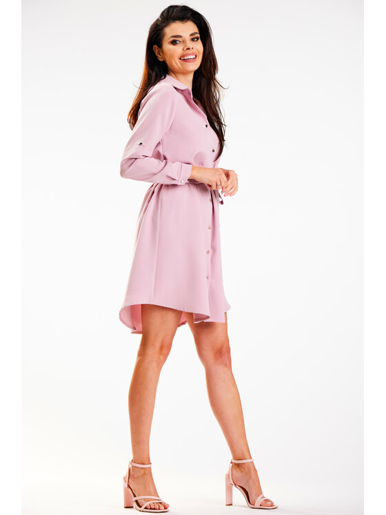 Awama Awama Sukienka letnia A568 Różowy Basic Fit