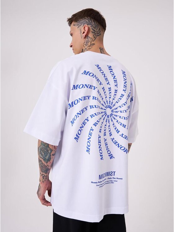 Machinist Machinist T-Shirt Koszulka Z Krótkim Rękawem Męska Oversize Biała Machinist Money Rules S Biały Oversize