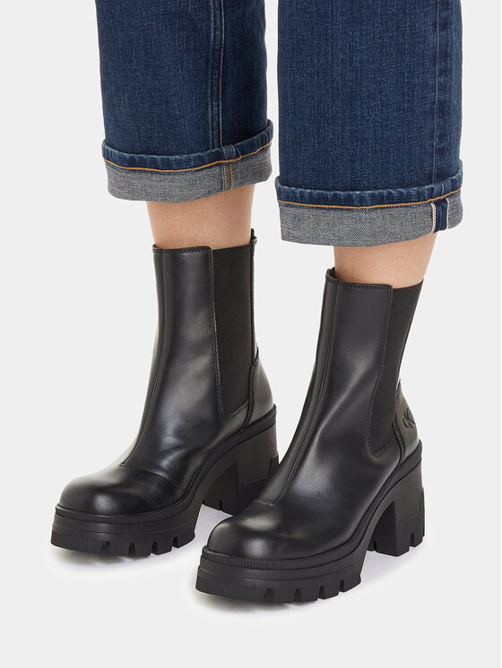 Calvin Klein Jeans Calvin Klein Jeans Botki Chunky Heeled Chelsea Boot Lth YW0YW01112 Czarny