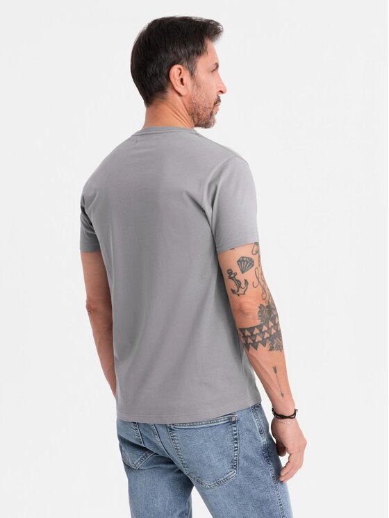 Ombre Ombre T-Shirt OM-TSCT-0206 Szary Regular Fit