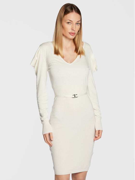 Liu Jo Rochie tricotată CF2099 MS99E Écru Regular Fit