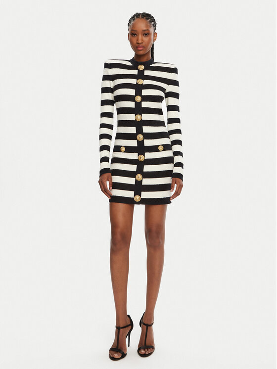 Balmain Balmain Kötött ruha DF1R9193JI70 Fekete Regular Fit