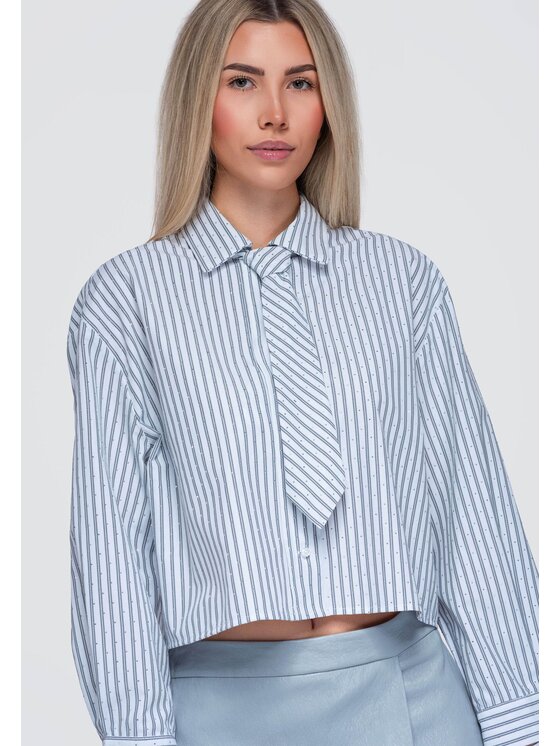 Ombre Ombre Koszula OW-SH-E0069 Szary Loose Fit