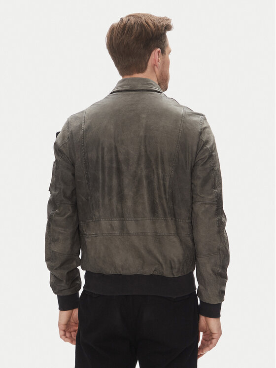 Aeronautica Militare Aeronautica Militare Giacca di pelle 251PN5047PL00300 Grigio Regular Fit