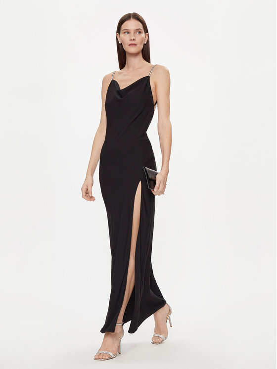 Nissa Nissa Večerné šaty RS14746 Čierna Slim Fit
