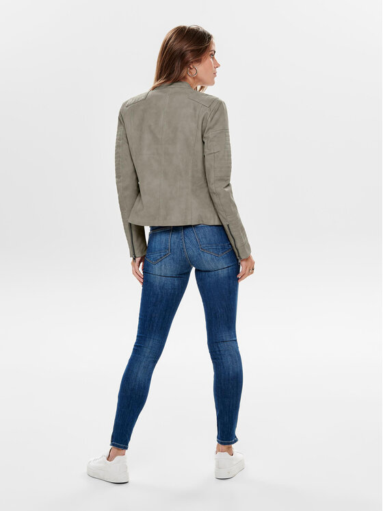 ONLY ONLY Bunda z imitácie kože Ava 15102997 Sivá Regular Fit
