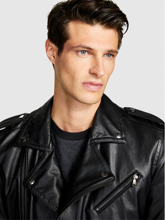 Sisley Sisley Jacke aus Kunstleder 21DYSN02G Schwarz Regular Fit