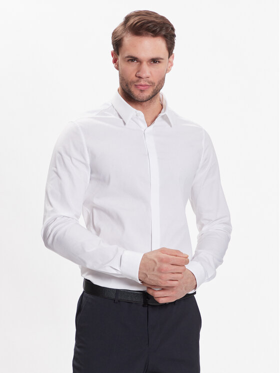 Calvin Klein Calvin Klein Srajca Hidden K10K109891 Bela Extra Slim Fit