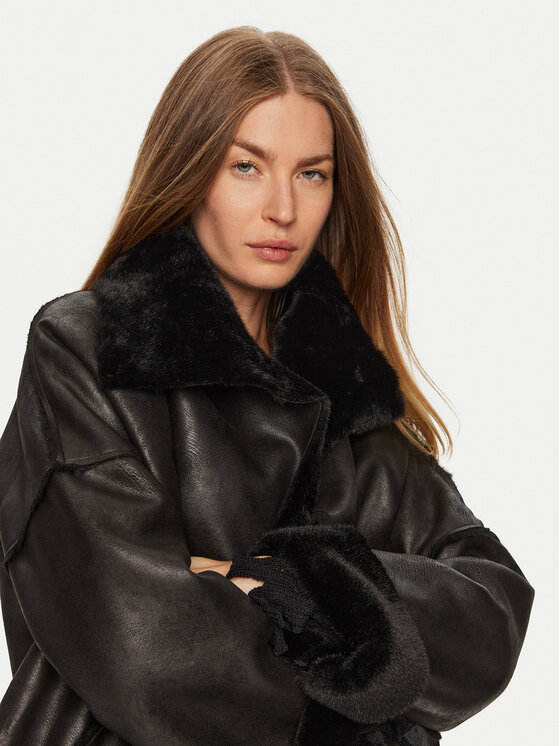 Eleh Eleh Cappotto in shearling E00249 Nero Regular Fit
