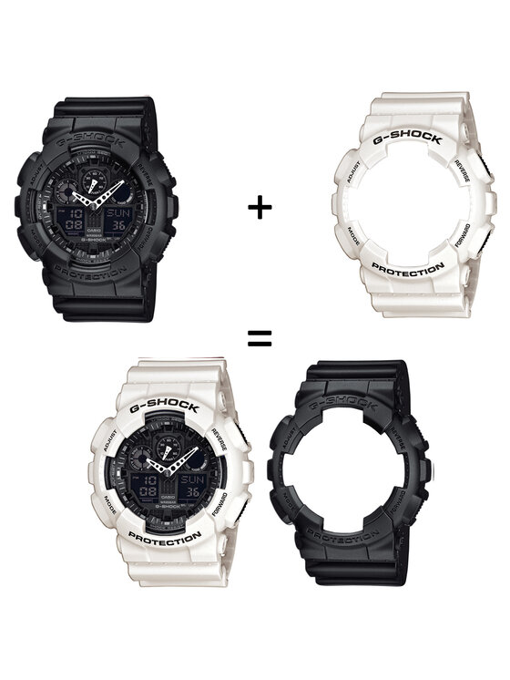 Casio Casio Zegarek SET GA-100-1A1ER + BEZEL 10395292 + PASEK 10395227 Biały