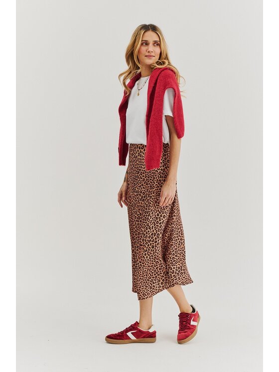 NAOKO NAOKO Midi sukňa Wild Instinct Hnedá Regular Fit