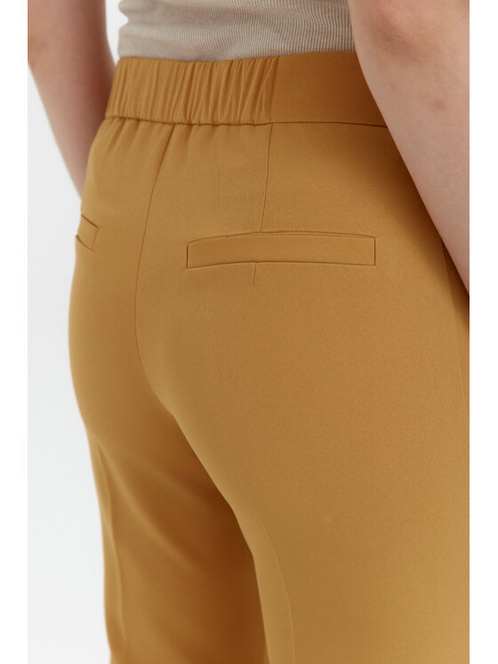 Makover Makover Spodnie damskie K055 Żółty Regular Fit
