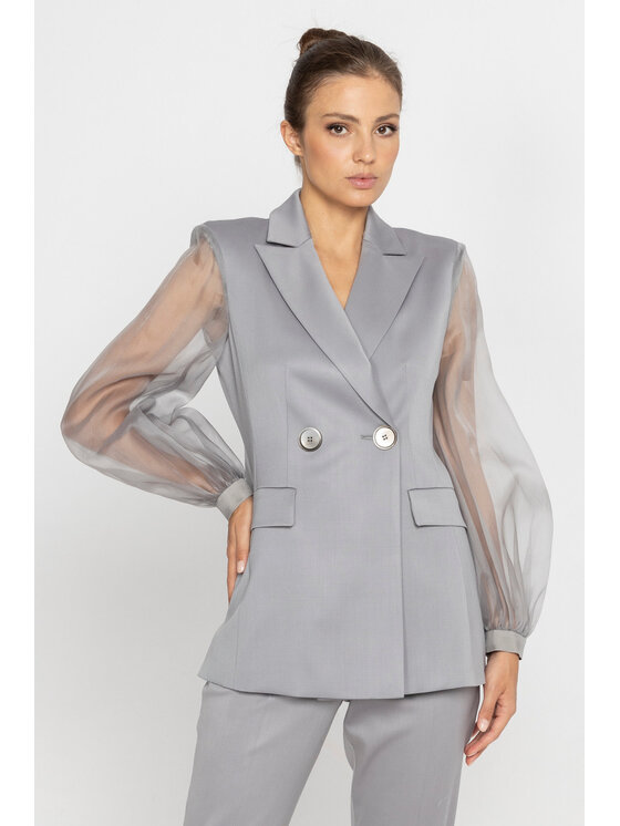 Deni Cler Milano Deni Cler Milano Marynarka W-DC-6057-D5-H3-80-1 Szary Regular Fit
