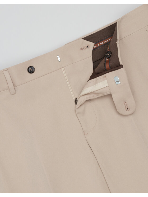 Borgio Borgio Spodnie garniturowe spodnie_lido_02_bz_sf+ Beżowy Slim Fit