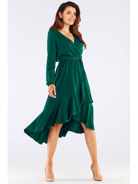 Awama Awama Letné šaty A456 Zelená Basic Fit