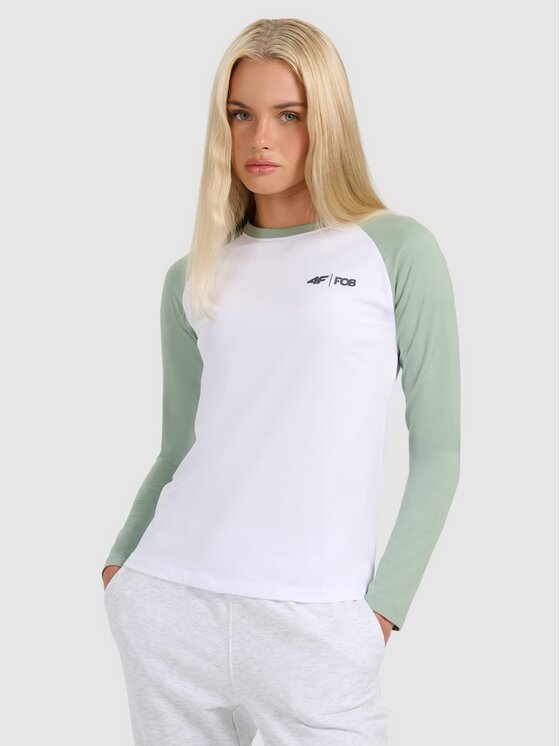 4F 4F Longsleeve 4FWAW25TLONF579-42S Zielony Regular Fit
