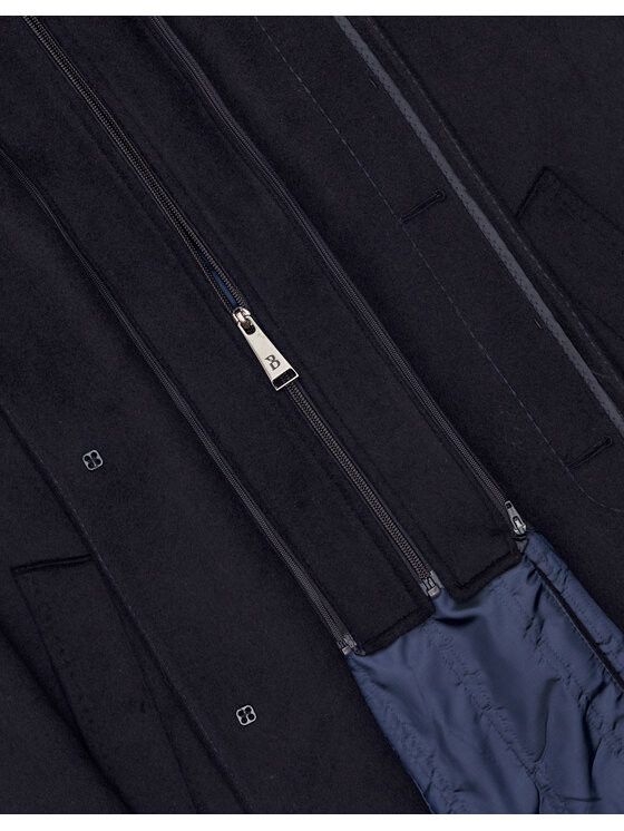 Borgio Borgio Płaszcz wełniany serre_g Granatowy Slim Fit