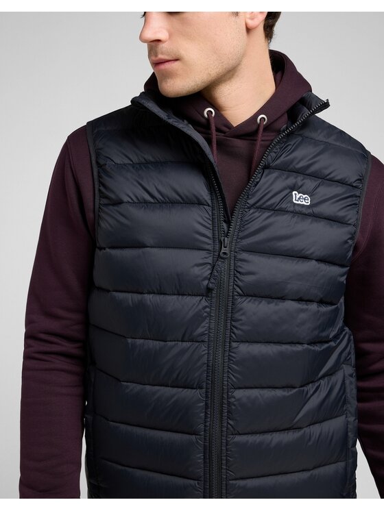 Lee Lee Gilet STAND COLLAR PUFFER Nero Regular Fit