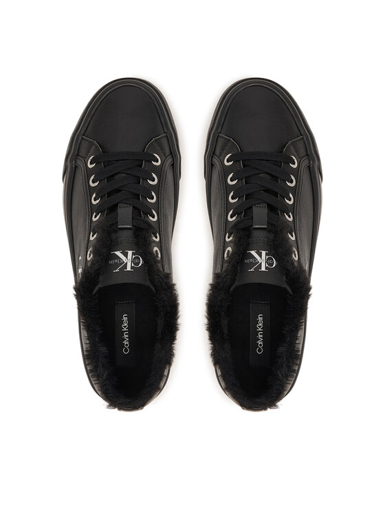 Calvin Klein Calvin Klein Sneakersy Vulc Flatf Laceup Lth Fur HW0HW03235 Czarny