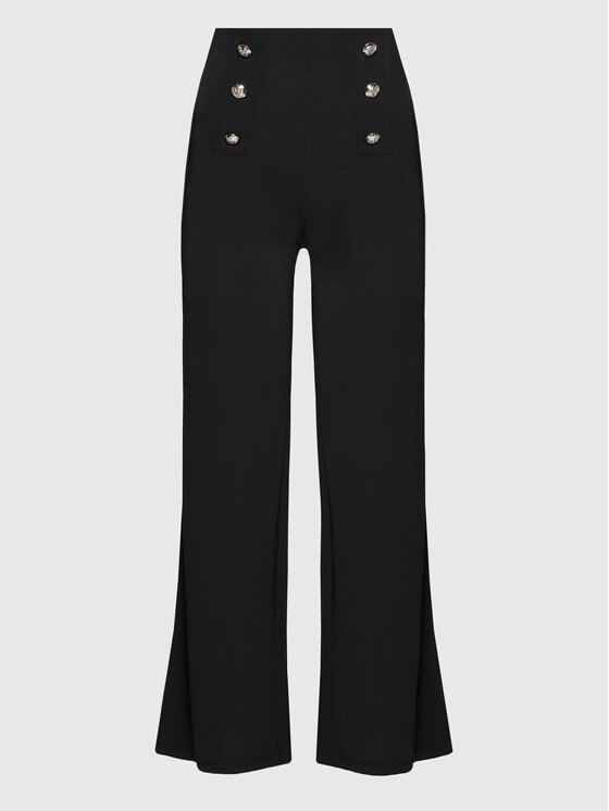LAUREN RALPH LAUREN Lauren Ralph Lauren Hlače iz tkanine 200807573002 Črna Wide Leg