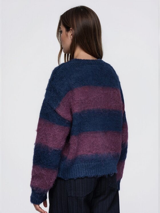Ombre Ombre Svetr OW-SW-E0073 Tmavomodrá Oversize