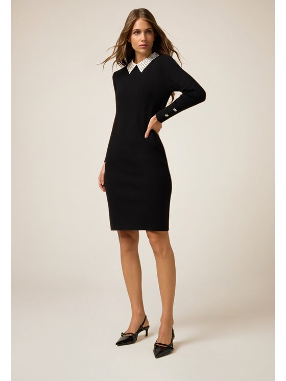 Oltre Oltre Vestito da giorno 7631J000828N033 Nero Slim Fit