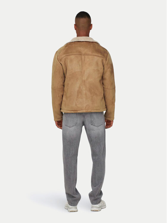 Only & Sons Only & Sons Bunda z imitácie kože 22026162 Béžová Regular Fit