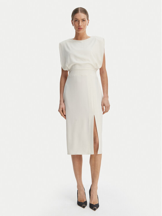 Rinascimento Rinascimento Коктейлна рокля CFC0127570003 Бял Slim Fit